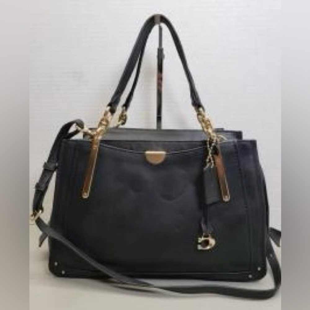 COACH Dreamer 36 Black Smooth Leather Satchel Gold - Picture 3 of 11